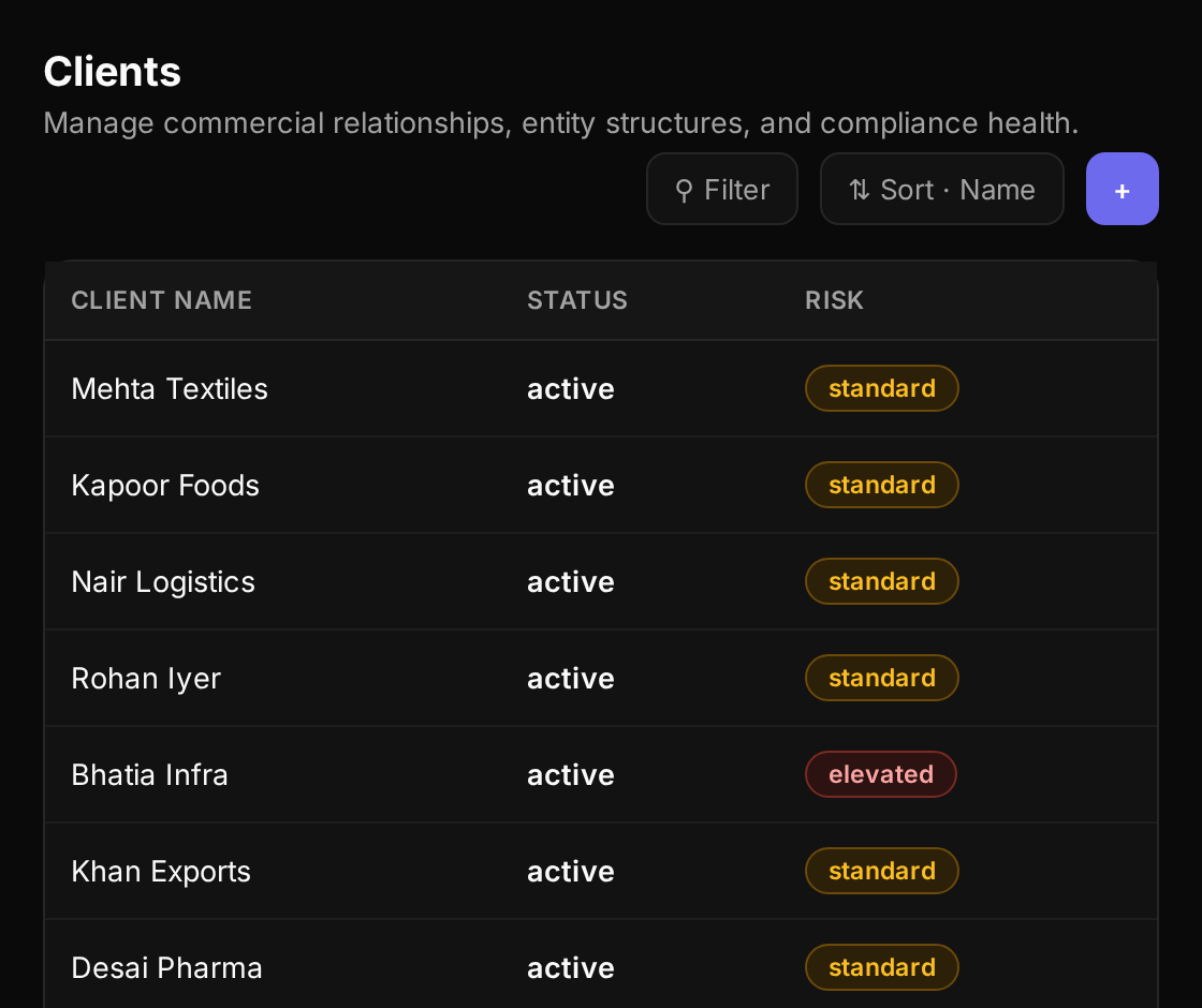TaxExperts Clients screen