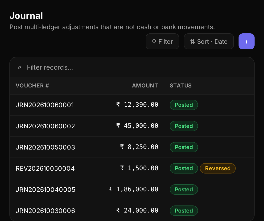 TaxExperts Journal entry screen